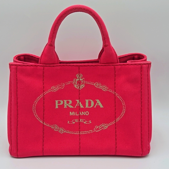 Prada Handbags - PRADA Canvas Canapa Tote Cotton Denim B2439G Pink - COA included
